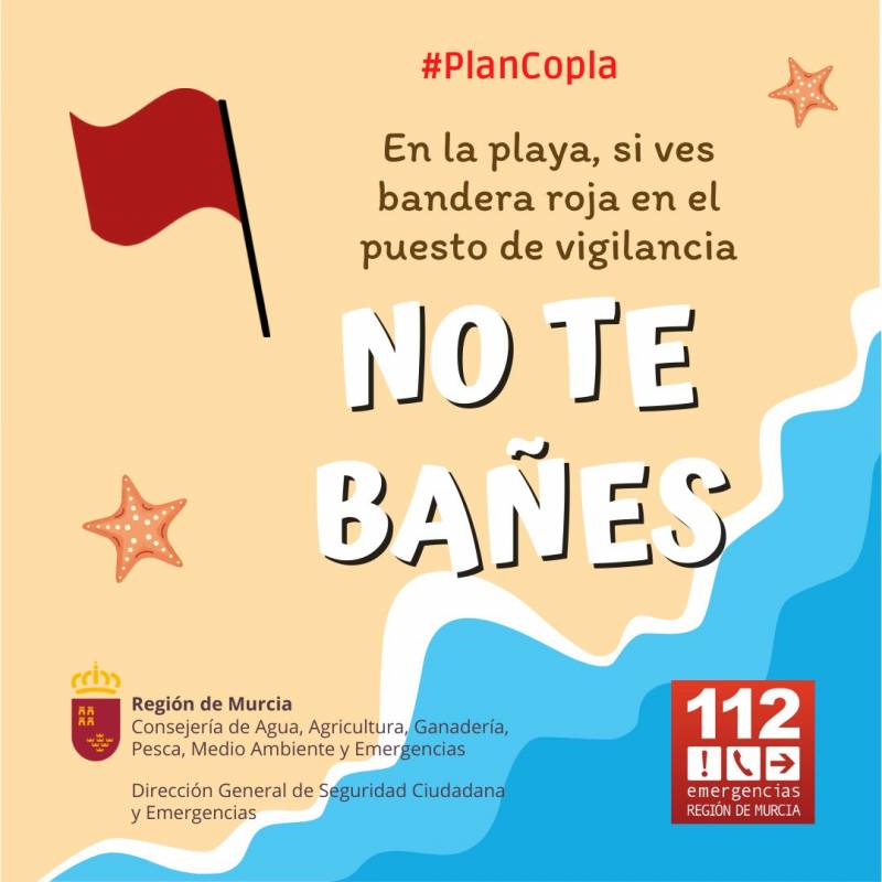 <span style='color:#780948'>ARCHIVED</span> - Red flags prohibit bathing on 5 La Manga beaches today: Tuesday July 26