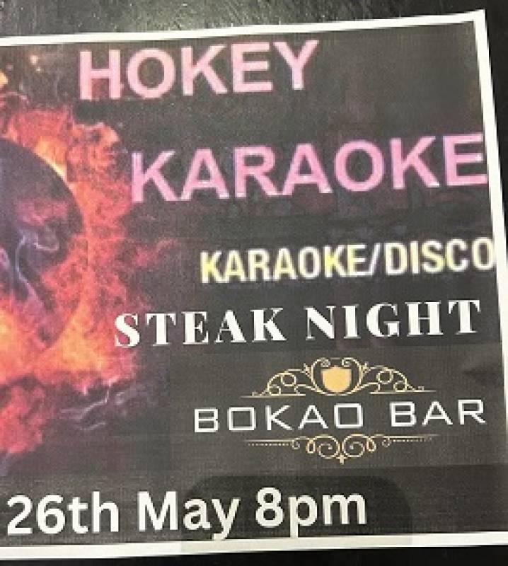 May 26 Steak Night and Hokey Karaoke at the Bokao Bar, Condado de Alhama Golf Resort