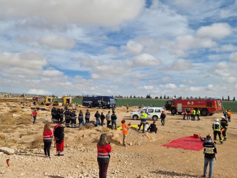 Murcia emergency services stage air crash drill at Corvera Airport