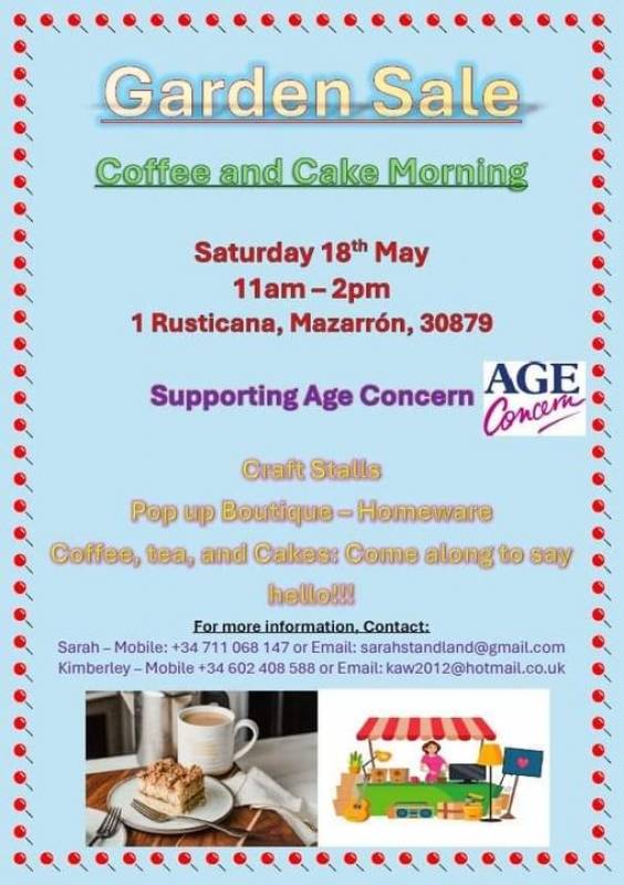 May 18 Garden Sale and Coffee and cake morning in aid of Age Concern