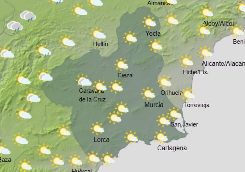 Sunny skies, 23 degrees and rising: Murcia weekly weather forecast January 20-26