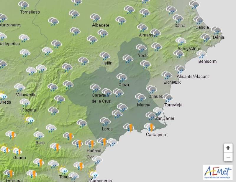 Showers set to continue all week: Murcia weather forecast March 3-6