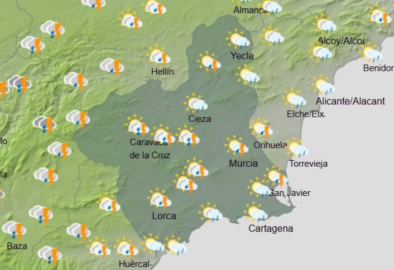 Murcia weekend weather forecast March 20-23: Muddy rain, wind alerts and storms