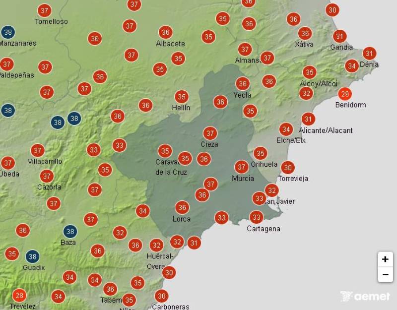 Extreme heat alerts return: Murcia weather forecast August 4-7