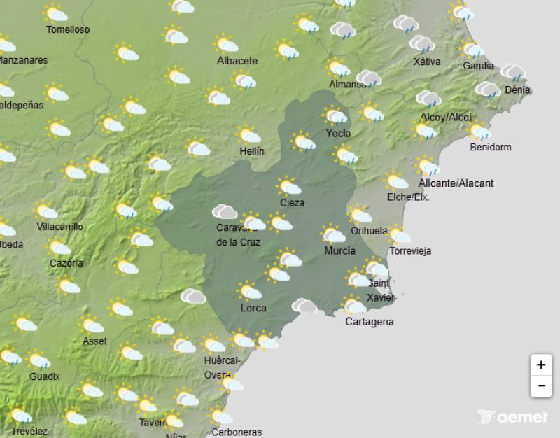 Wintery weather this weekend: Murcia forecast October 9-12