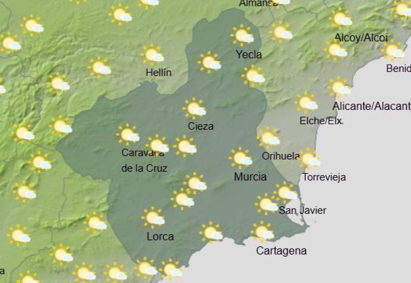 One last spring-like blast before the rain comes: Murcia weekly weather forecast December 9-11