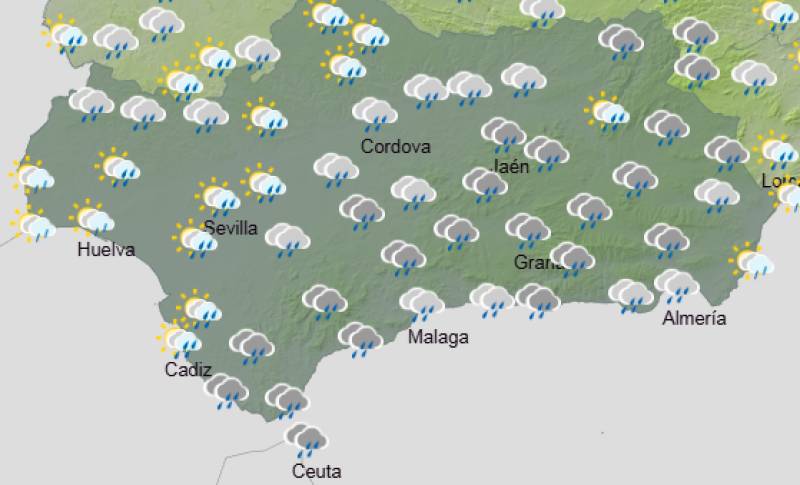Andalucía weekly weather forecast February 2-5: Repeated bouts of rain, strong winds and some milder air
