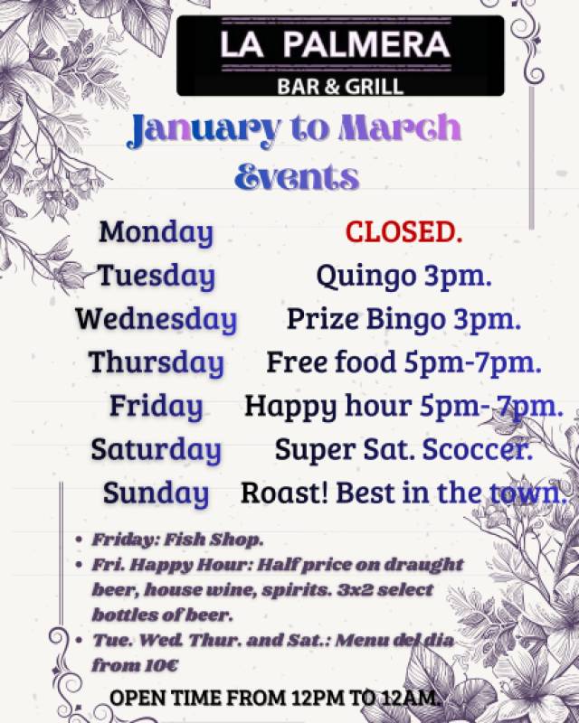 Valentine treats and weekly favourites this February at La Palmera Bar & Grill