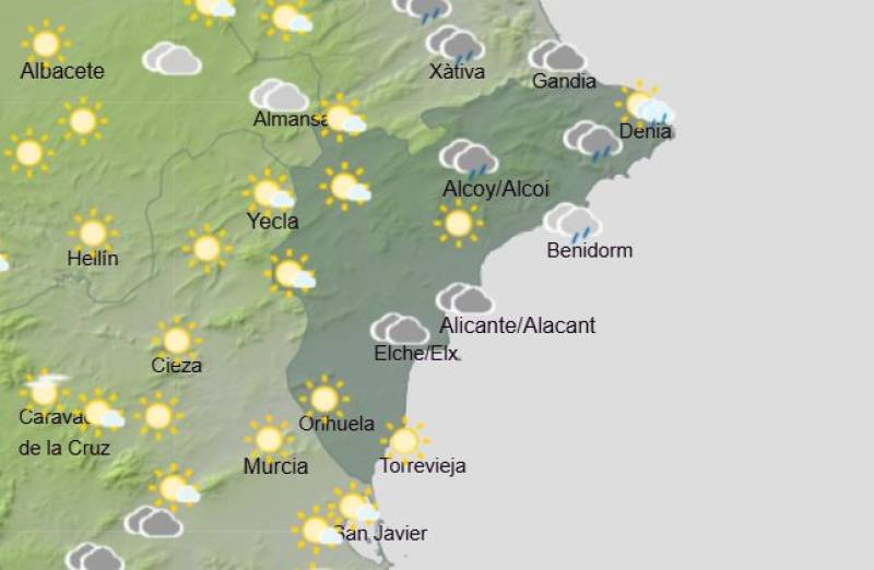 Mostly sunny with some cloudy and rainy patches: Alicante weekly weather forecast March 23-26