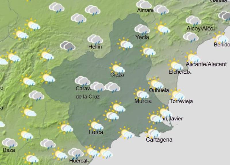 Weather warnings for rain, storms and hail across Murcia: Weekend forecast May 7-10