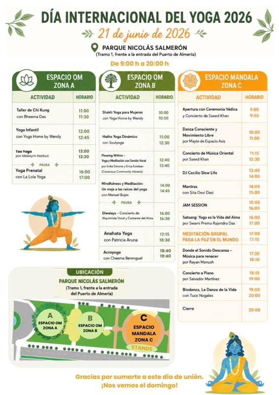 June 21 International Yoga Day in the park in Almería