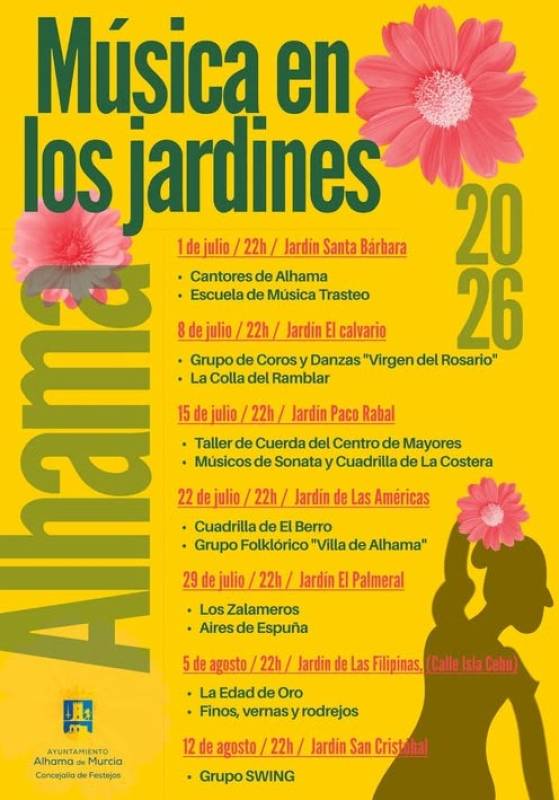 July 8 Free open-air concert in the Jardín El Calvario in Alhama de Murcia