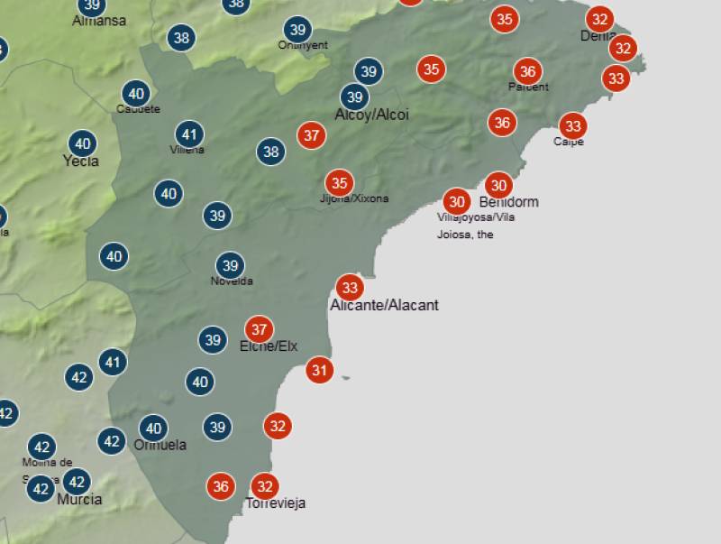Still hot, but a hint of change: Alicante weather forecast July 16-19