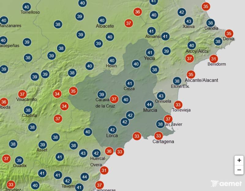 Murcia on red alert for 44ºC temperatures: Weather forecast July 23-26